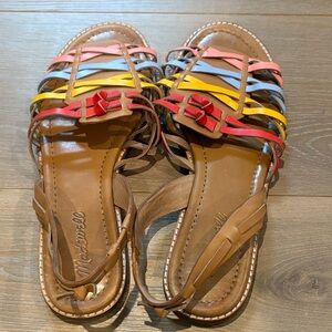 Madewell Women’s Size 8.5 Multicolor Strappy Leather Flat Sandals.